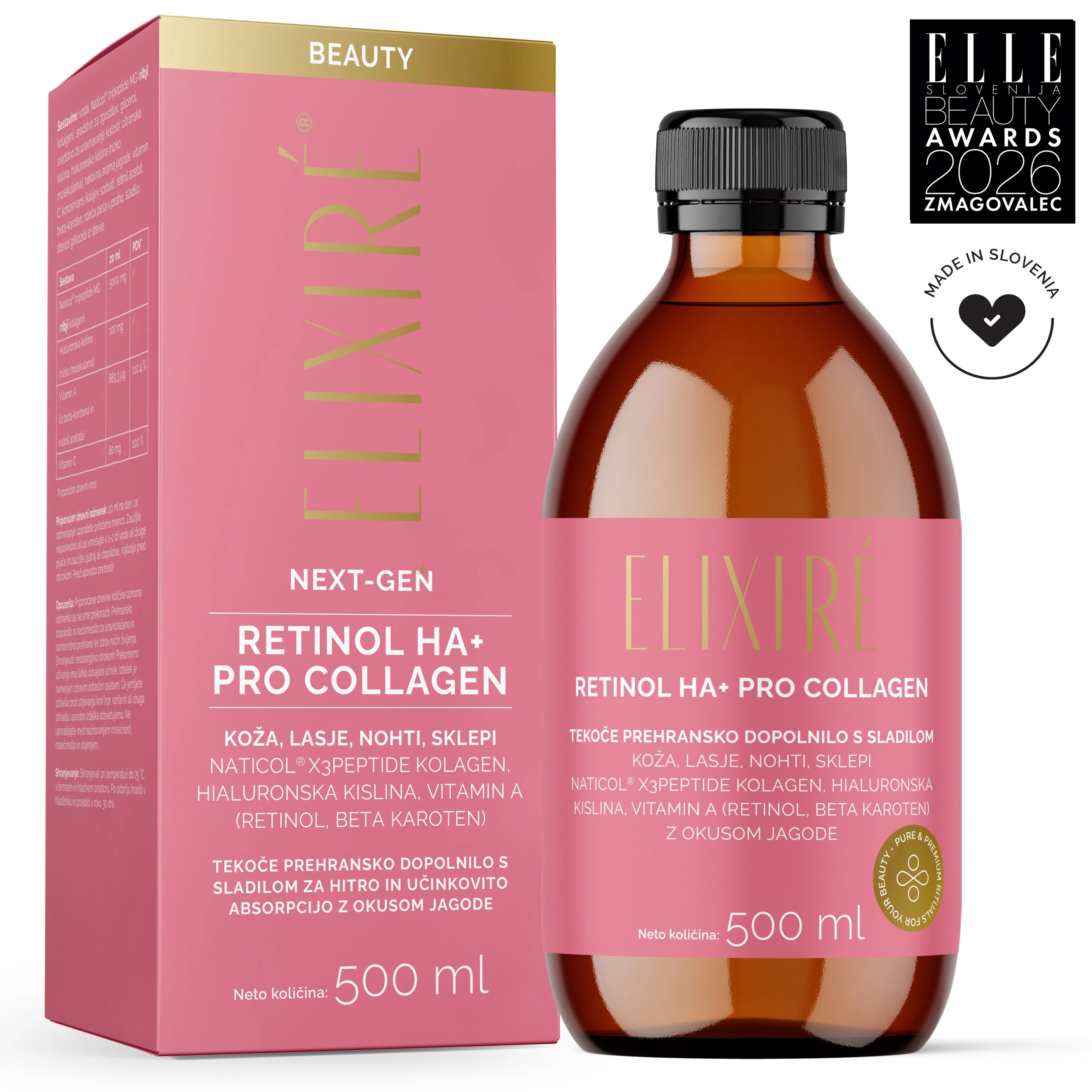 Liquid Collagen with Retinol, Hyaluronic Acid & Pro Collagen 500 ml